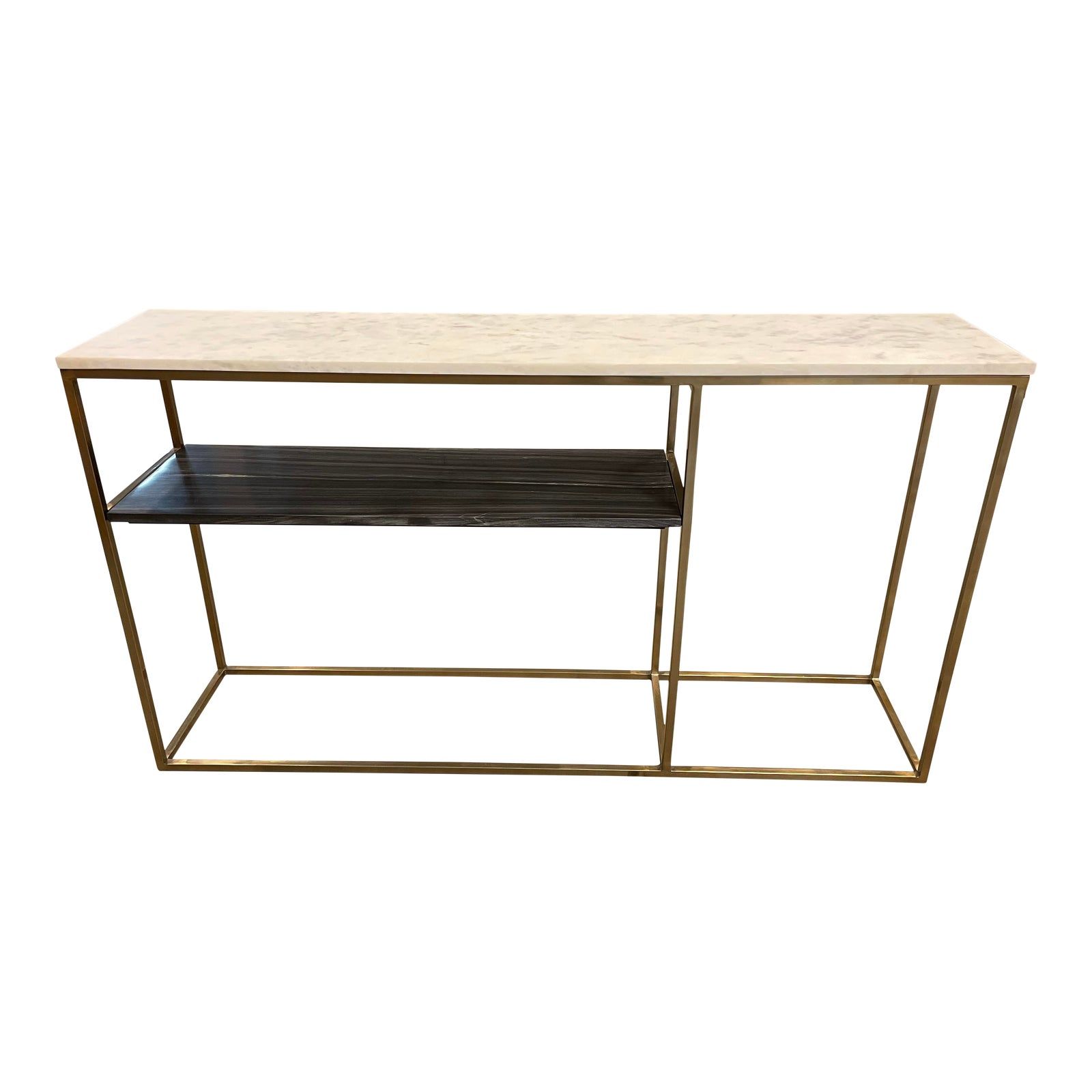 CB2 Two Tone Grey and White Marble Console