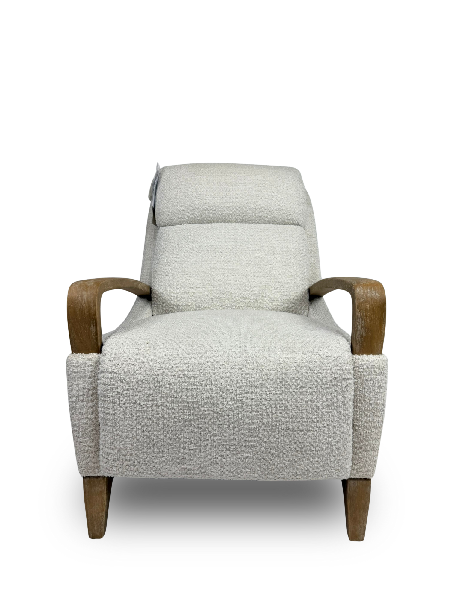 Ivory Textured Pushback Recliner with Solid Wood Arms