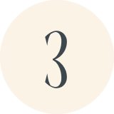 Number 3 in dark gray on a cream-colored circle.
