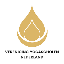 Gold flame logo with the text “Vereniging Yogascholen Nederland” underneath
