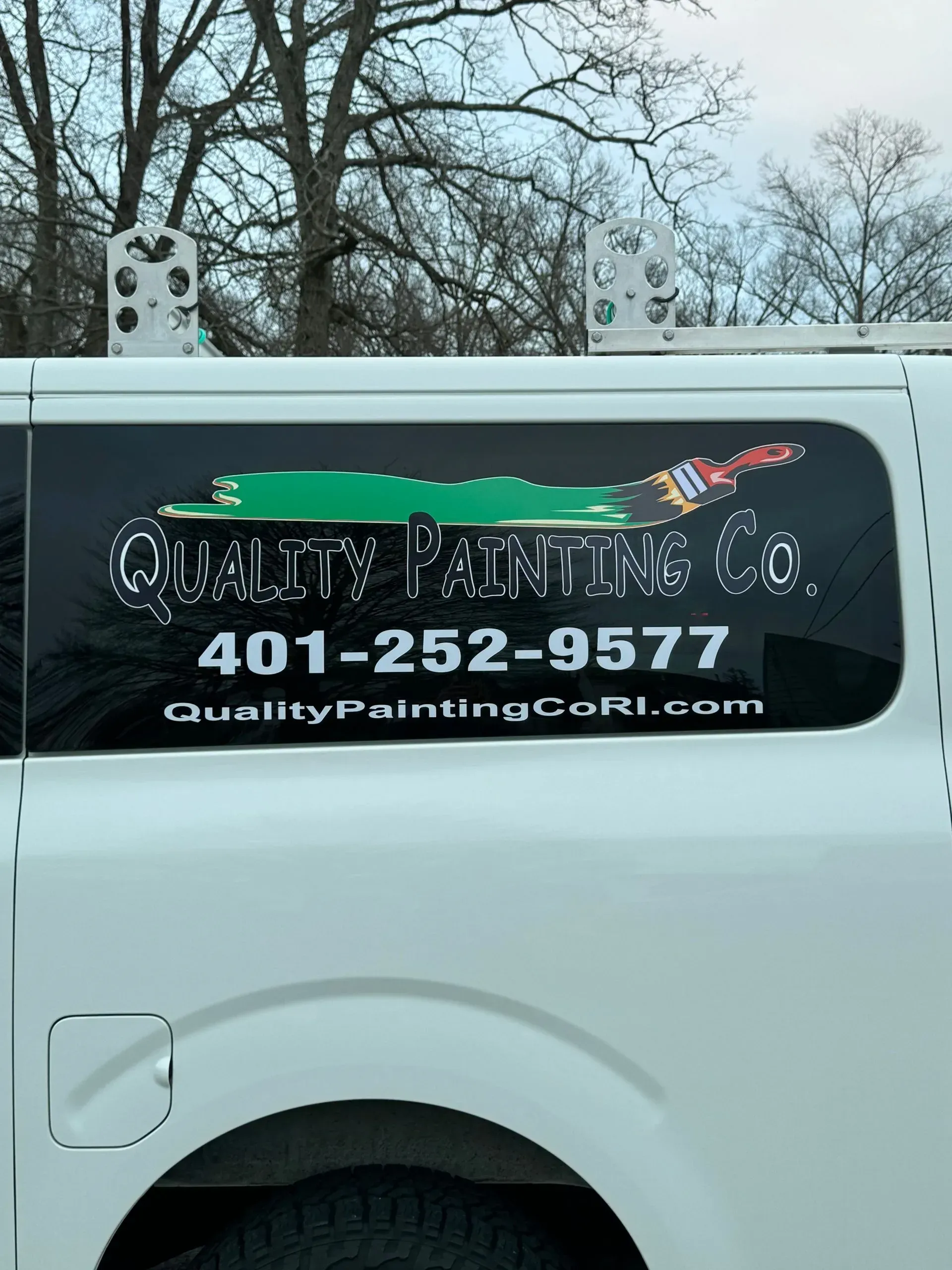 White service van with Quality Painting Co. logo, phone number, and website on the side.