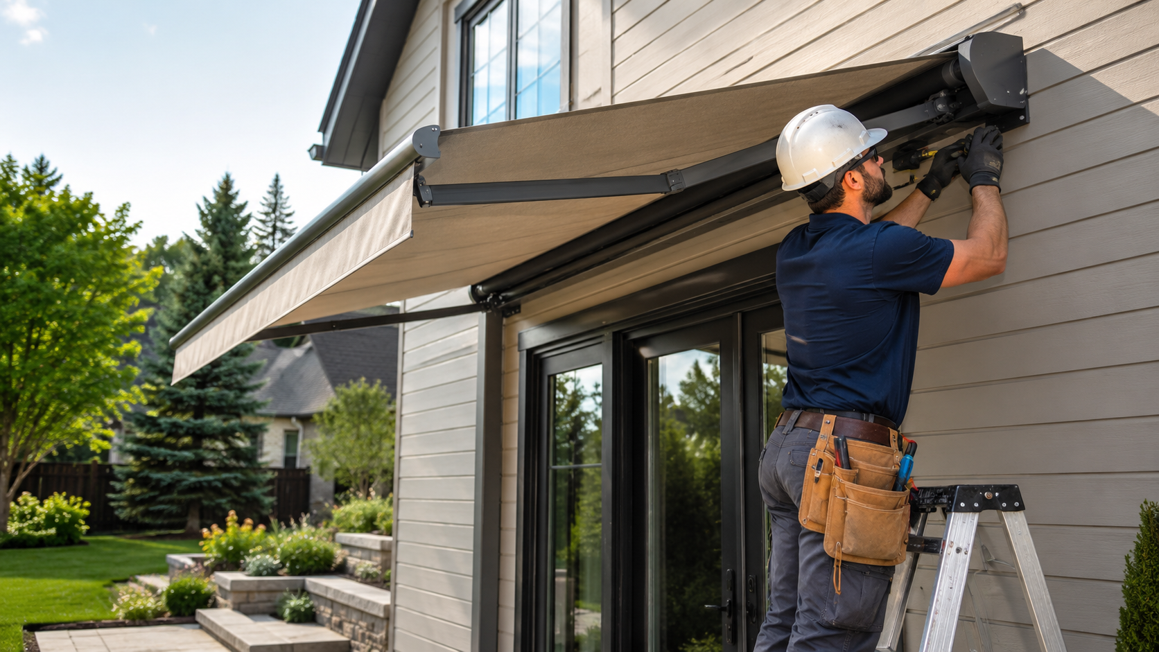 home awnings retractable modern house exterior Alameda