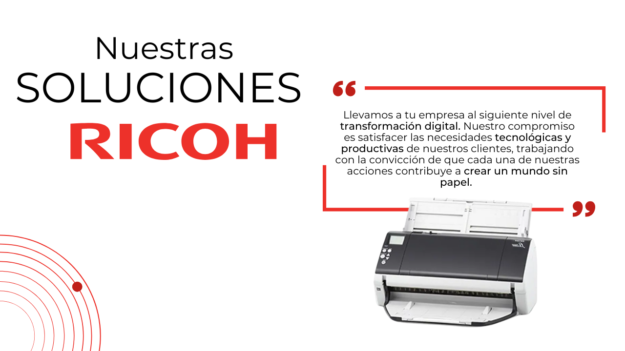 Una imagen de una impresora con una cita de Ricoh.