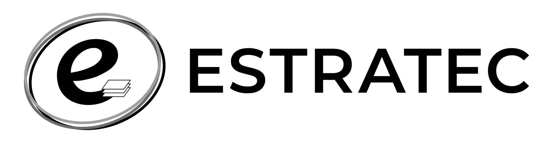Un logotipo en blanco y negro para una empresa llamada estratec