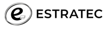 Un logotipo en blanco y negro para una empresa llamada estratec