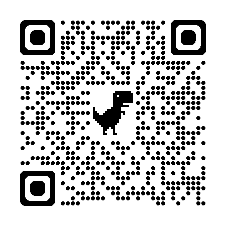 Stylized black QR code with a central silhouette on a white background