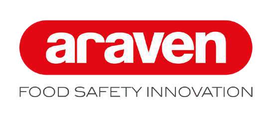 Logo Araven in rosso con scritte bianche e slogan grigio