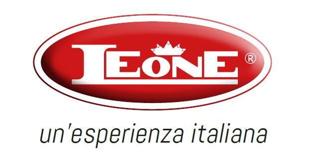 Leone red oval logo with the tagline “un’esperienza italiana”
