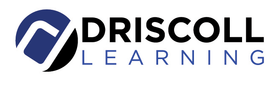 Logo for Driscoll Learning with a blue and black circular graphic and text.