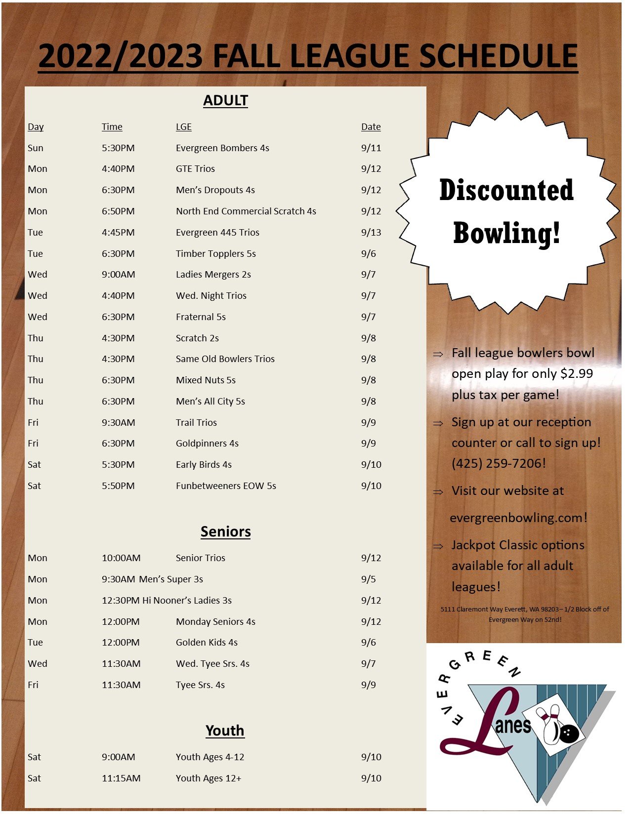 Bowling Tournament Everett, WA Evergreen Lanes