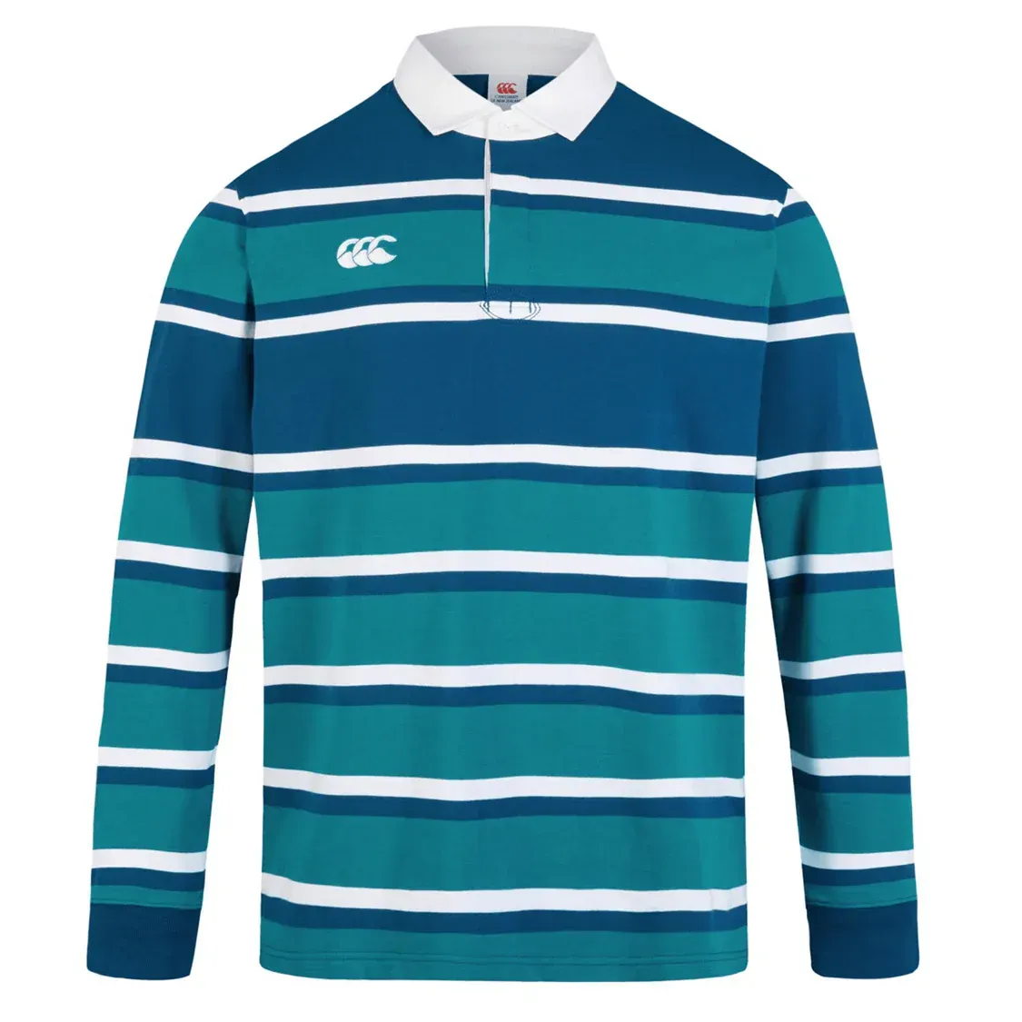 Canterbury Engineered Long Sleeve Striped Rugby Jersey - Blue/Teal