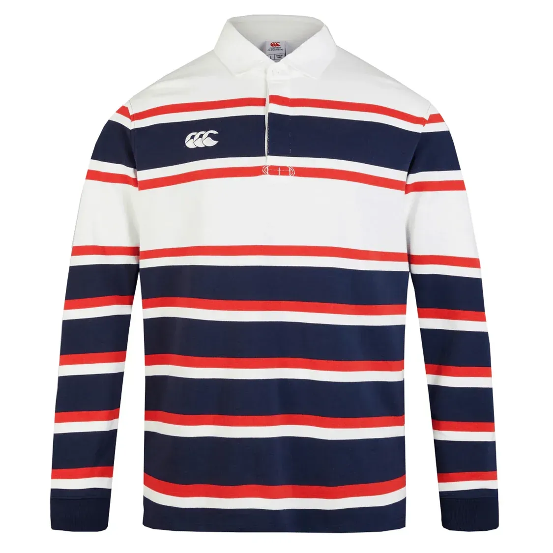 Canterbury Engineered Long Sleeve Striped Rugby Jersey - Navy/Red