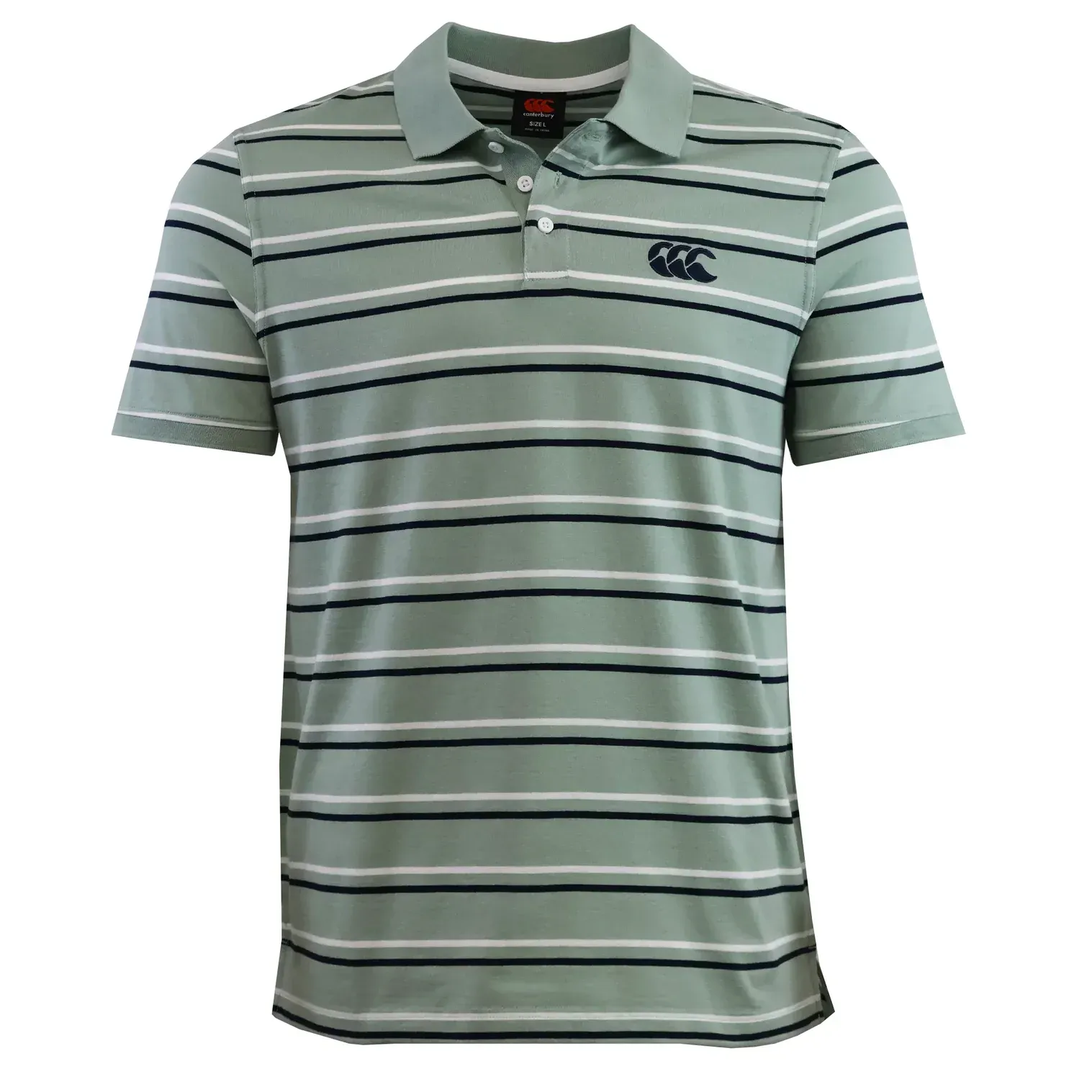 Canterbury Fundamental Yarn Dye Stripe Polo - Green/Black/White