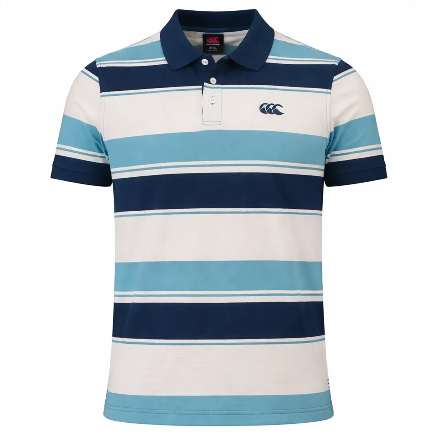 Canterbury Yarn Stripe Polo - Storm Blue