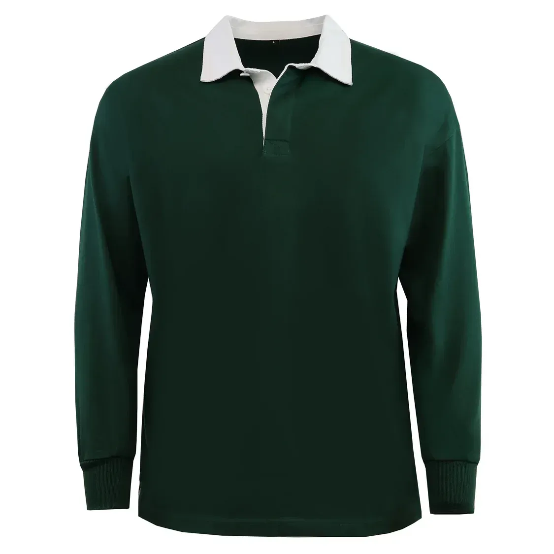 Classic Long Sleeve Solid Rugby Jersey - Dark Green