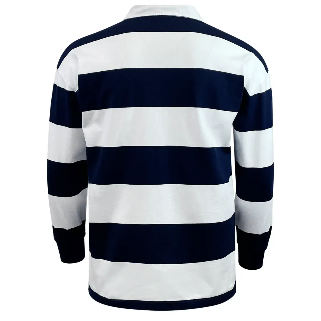 Classic Long Sleeve Hooped Rugby Jersey - Navy/White