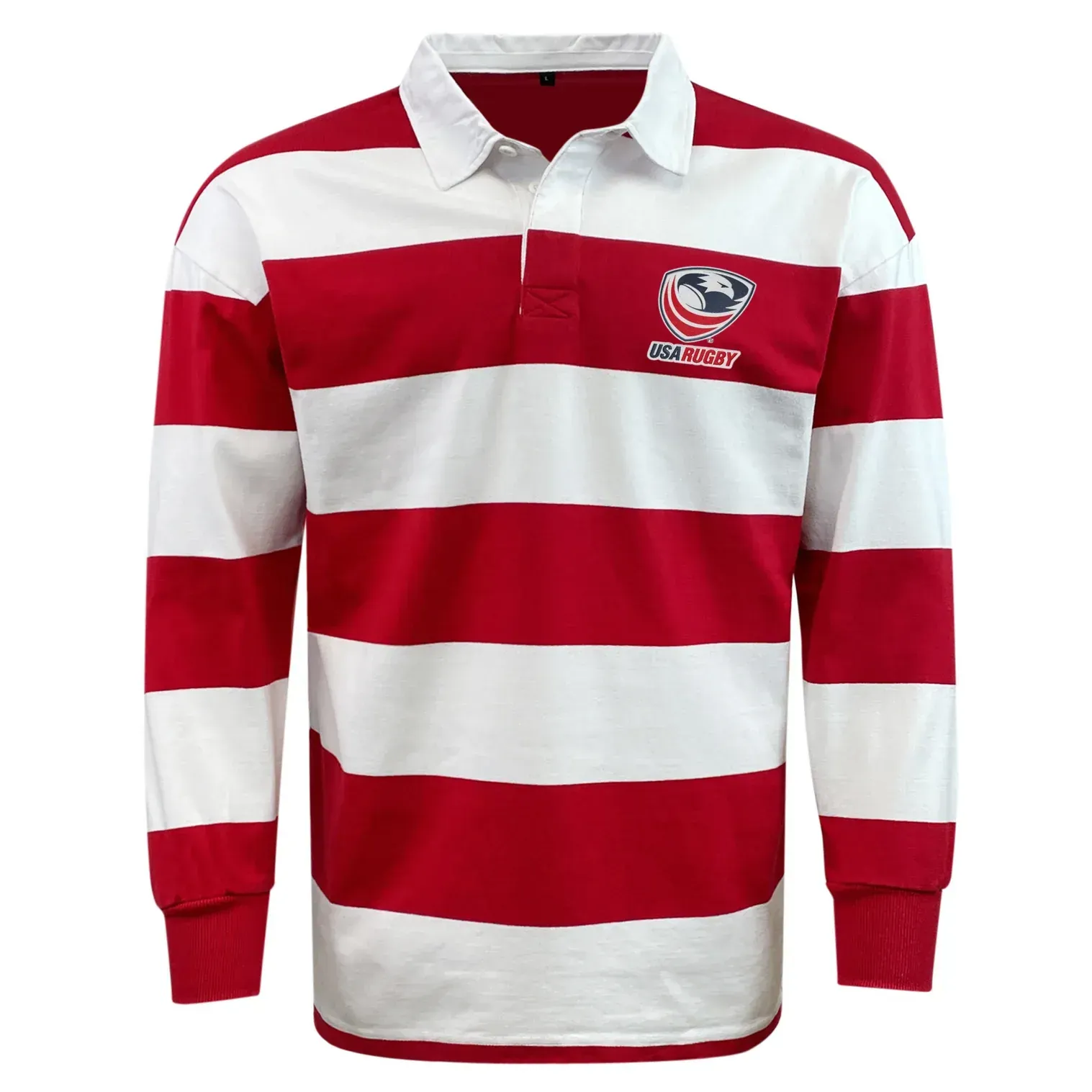 USA Rugby Hooped Classic Jersey - Red/White