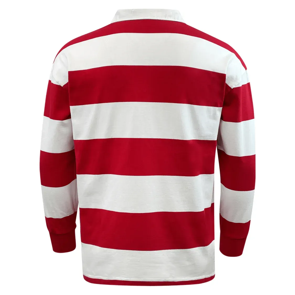 Classic Long Sleeve Hooped Rugby Jersey - Red/White