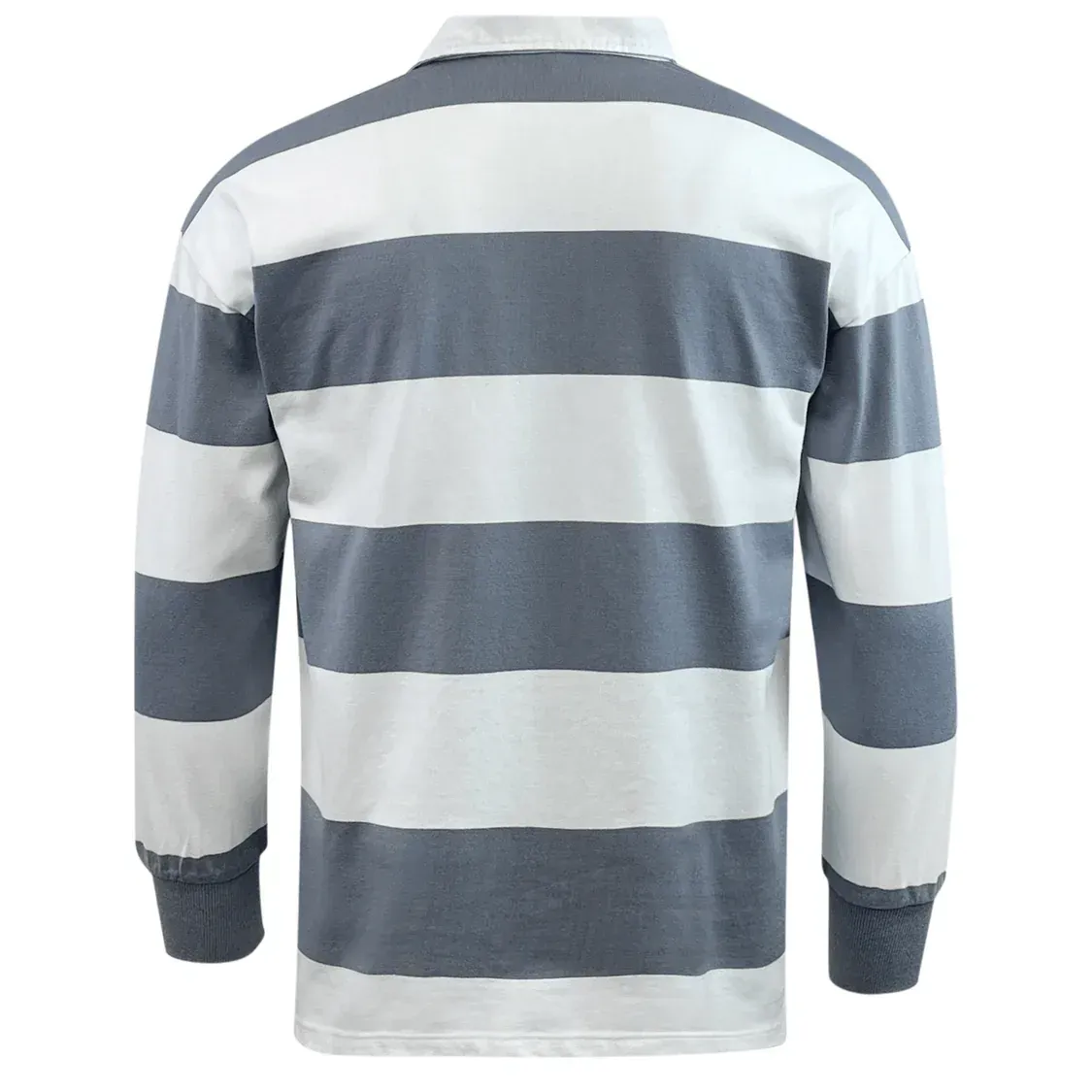 Classic Long Sleeve Hooped Rugby Jersey - Grey/White