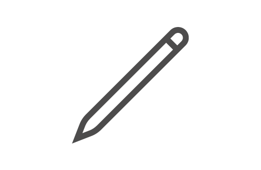 Pencil icon angled diagonally, ready for writing or editing.