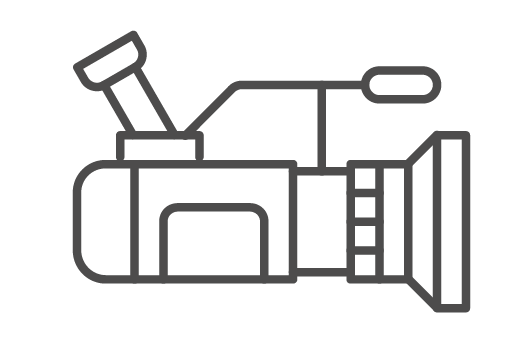 Camcorder with handle and viewfinder.
