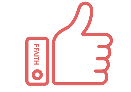 Pink thumbs-up with a small rectangle labeled
