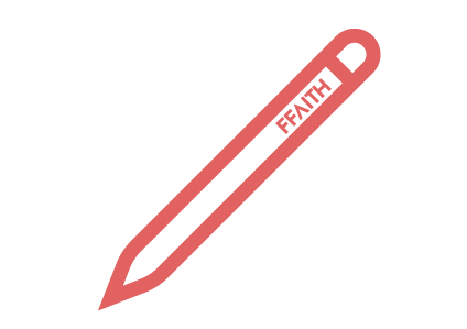 Red outline of a pencil with
