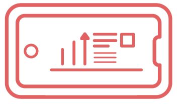 Red outline of a pencil, angled diagonally.