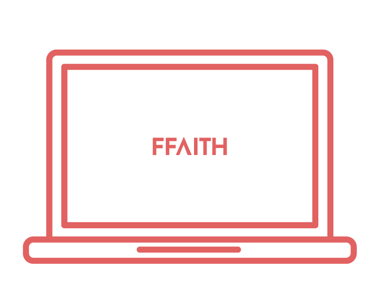 Red outline of a laptop with