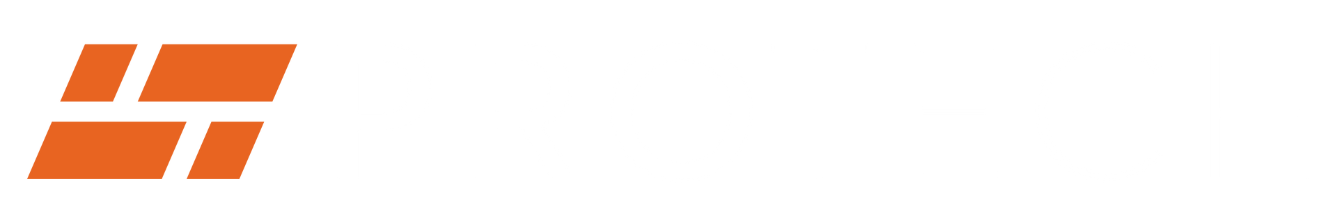 Orange and white logo with stylized lines resembling an