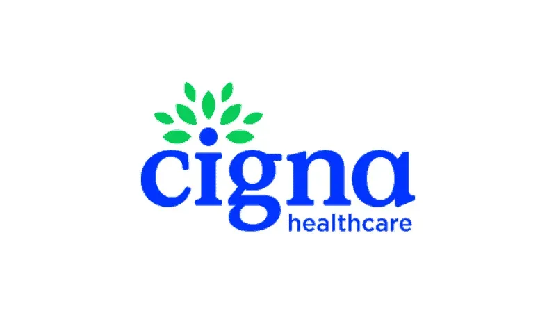Cigna healthcare logo: Blue text