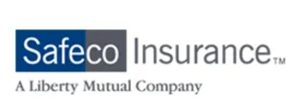 Safeco Insurance logo with blue and gray rectangles and text. Includes