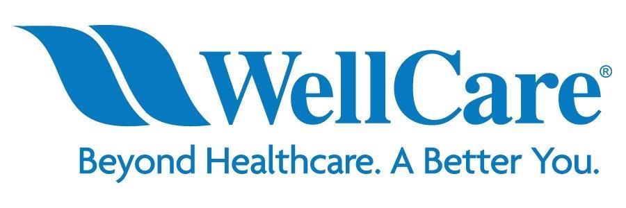 WellCare logo with blue wave graphic and text: