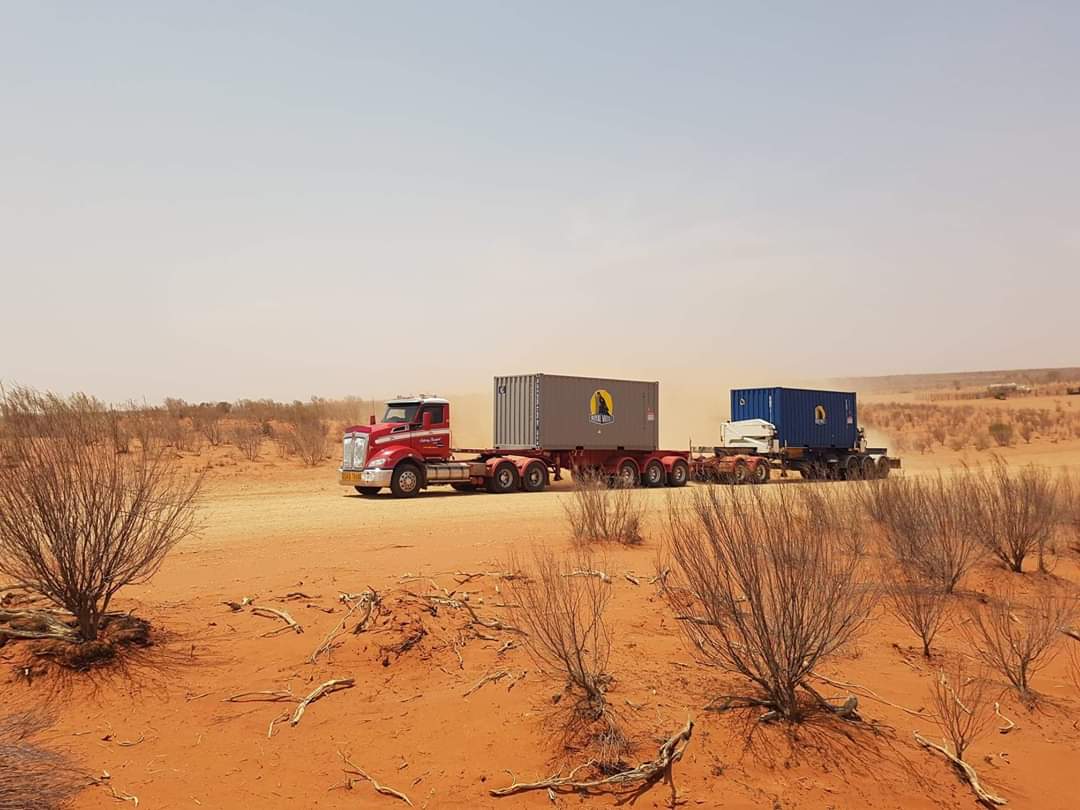 Red Truck with Blue and Grey Container | Swan Hill, Vic | Pickering Transport Group