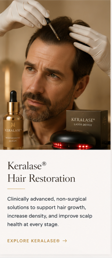 Male being treated wiith Keralase® non-surgical hair restoration treatment for thinning hair at Mirelle Institute for Longevity & Regenerative Medicine in Manasquan, New Jersey.