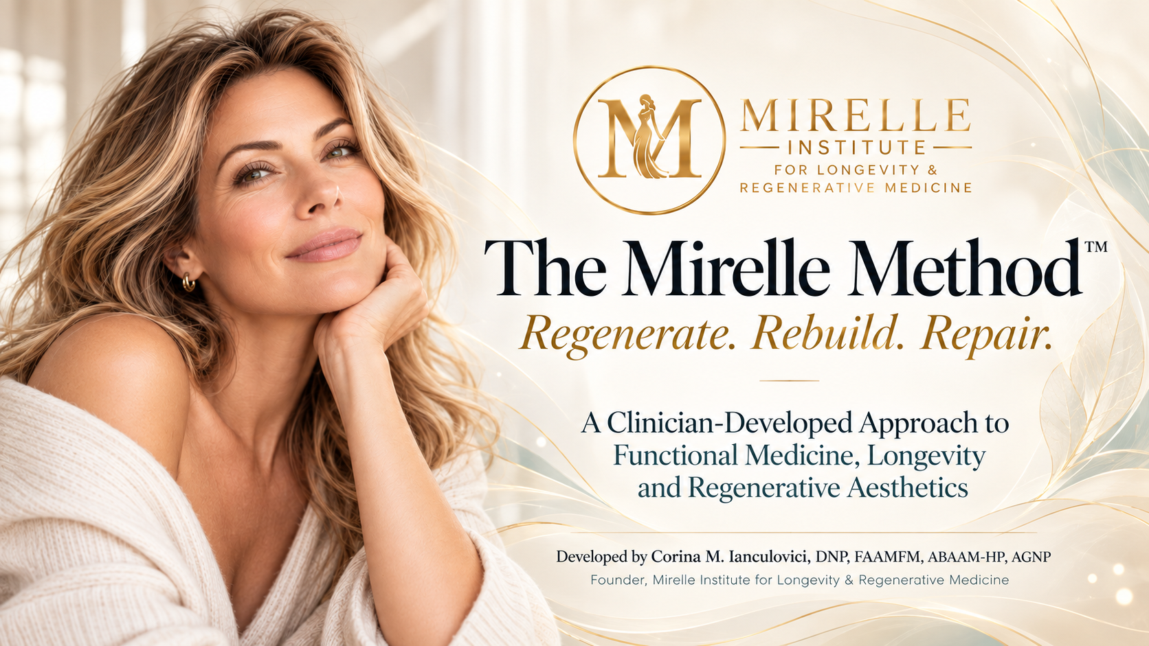 The Mirelle Method™ | Regenerate. Rebuild. Repair. | Functional Medicine, Longevity & Regenerative Aesthetics The Mirelle Method™ by Dr. Corina Ianculovici, integrating functional medicine, longevity and regenerative aesthetics through Regenerate, Rebuild, Repair at Mirelle Institute.
Copy