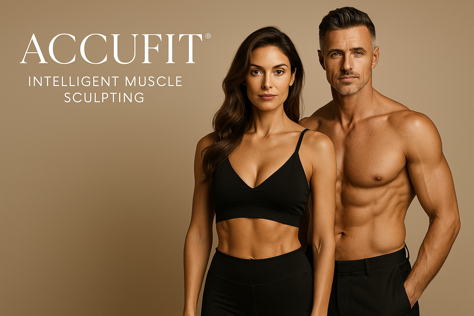 Clinical muscle sculpting and body contouring results for men and women using AccuFit® at Mirelle Institute for Anti-Aging.