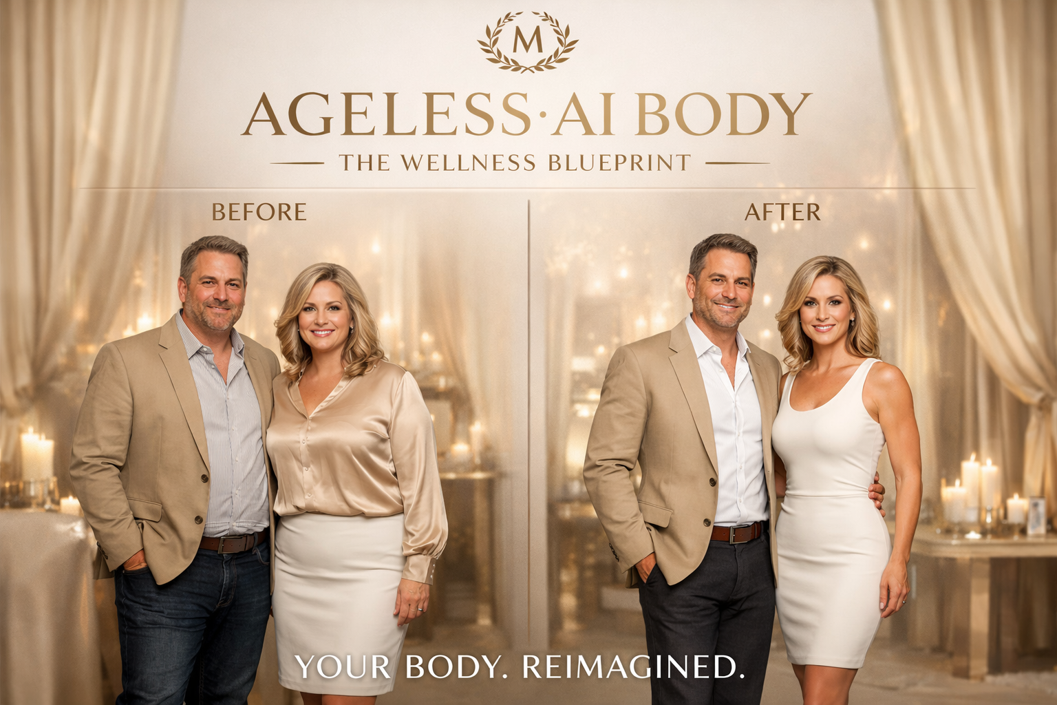 Get your Ageless AI preview and personalized clinical recommendations for body composition. Ageless AI Body preview and clinical recommendation tool for body sculpting at Mirelle Institute.