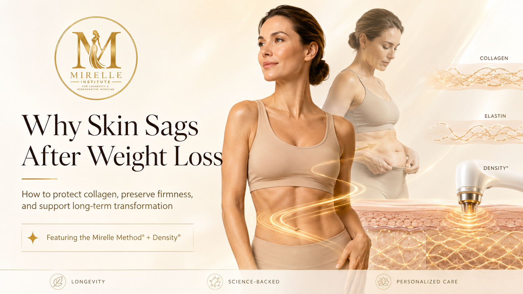 Mirelle Institute for Longevity & Regenerative Medicine illustration explaining why skin sags 
