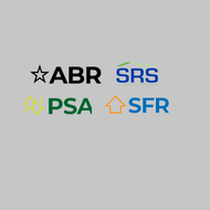 A blue realtor logo on a white background
