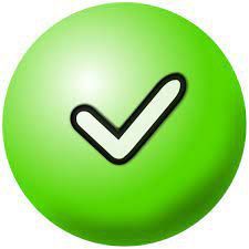 Green sphere with white check mark icon.