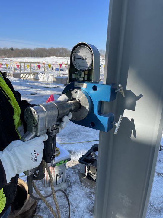 Engineer conducting the Skidmore Bolt Testing