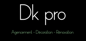 Un logo blanc pour une entreprise appelée dk pro