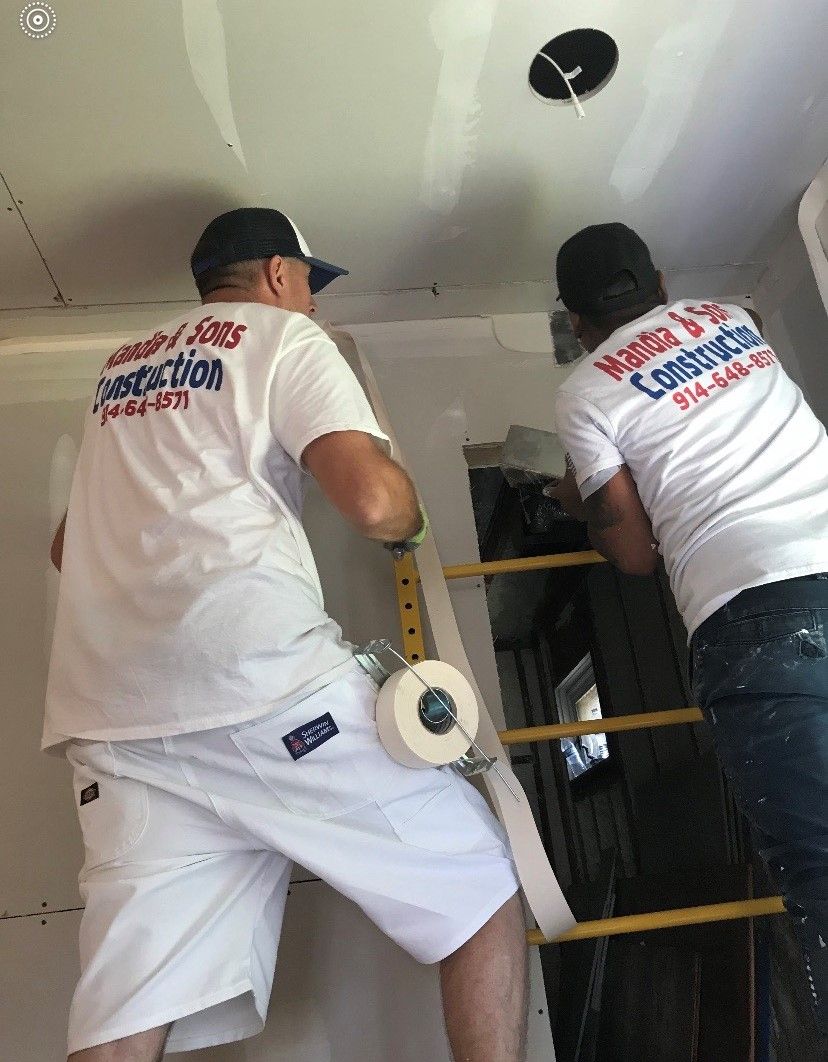 2 Men Adding Tape To Dey Wall – Fishkill, NY – Mandia & Sons Construction