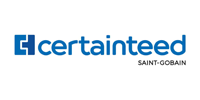 CertainTeed logo with blue square and wordmark, Saint-Gobain below.