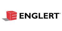 Logo for Englert, featuring a red cube with a white 