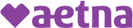 Purple Aetna logo with a heart-shaped icon and lowercase wordmark