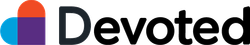 Devoted logo with multicolor icon and black text on white background