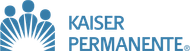 Kaiser Permanente logo in blue with stylized figures and sunburst icon