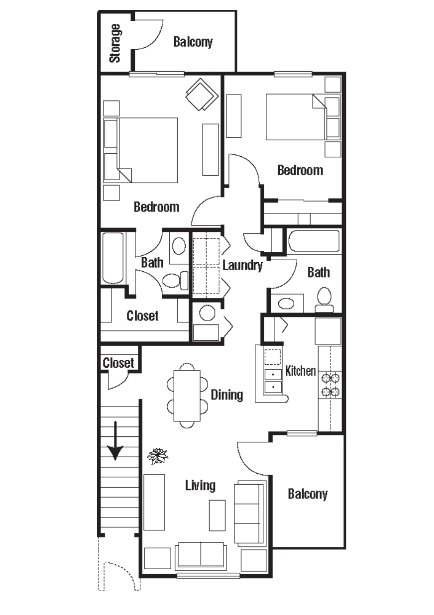 Floor Plan: 1 BEDROOM · 1 BATHROOM